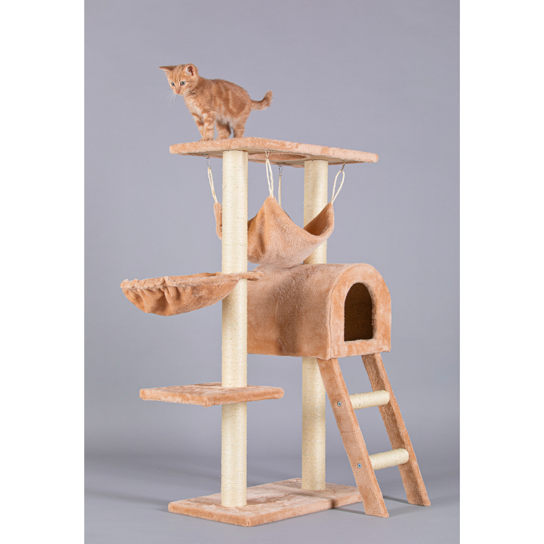 Cat Tree for Indoor Cats Scratching Post w/ Hammock House Bed